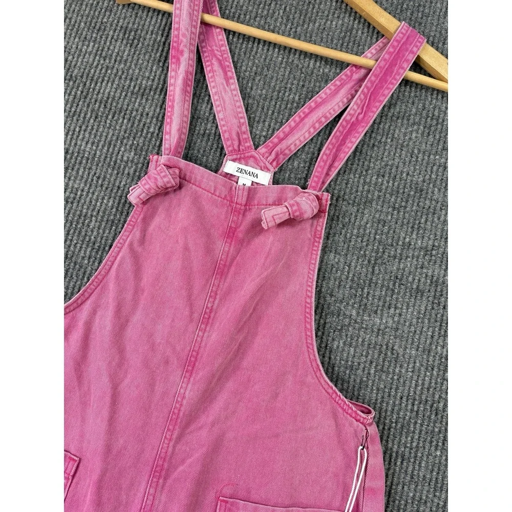 Zenana Pink Acid Wash Overalls Wide Leg Bib Jumpsuit NWT Relaxed Loose Fit M - Picture 4 of 8